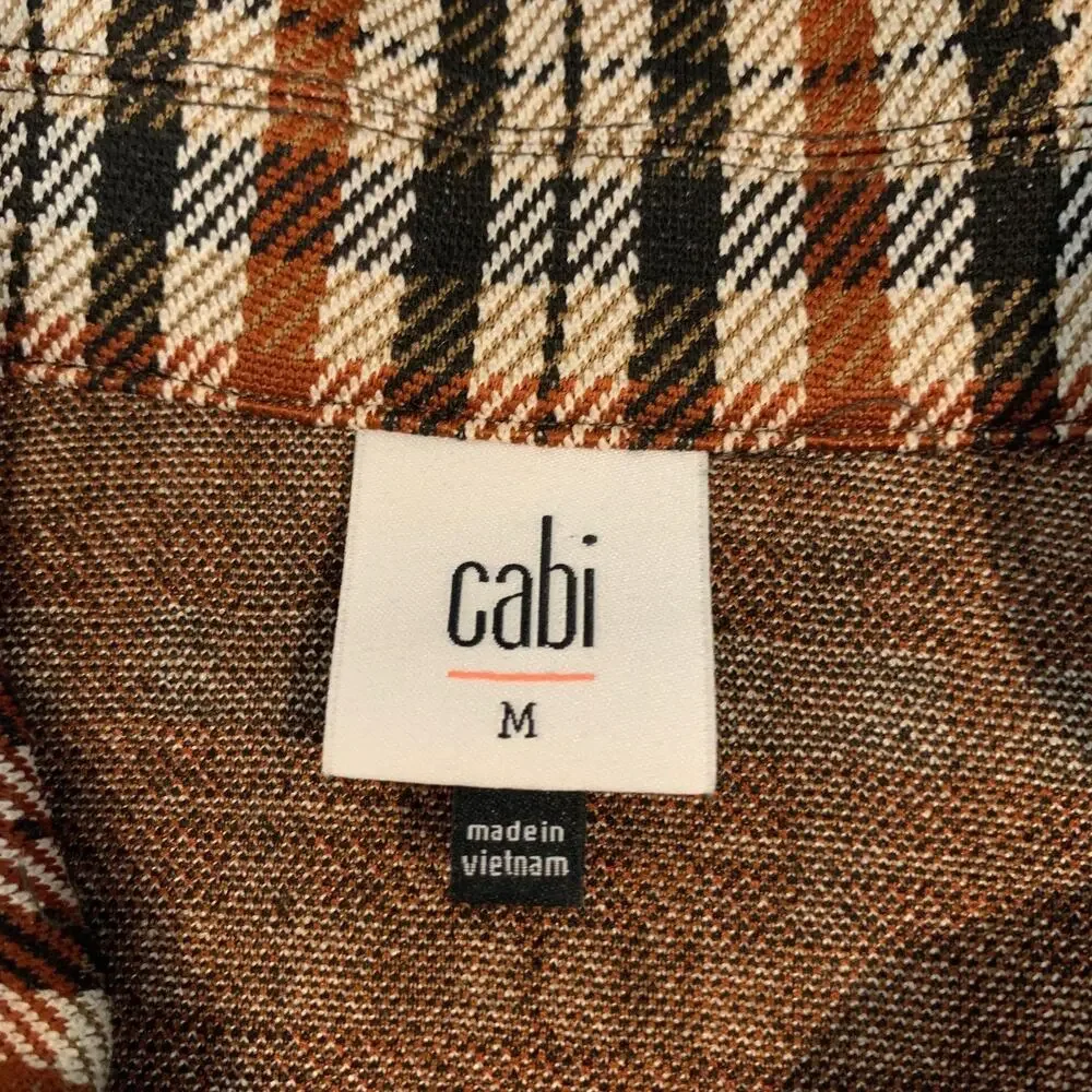 Cabi Blazer Womens M Medium Jazzy Toffee Plaid Tartan Shoulder Pads Tailored